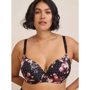 Torrid Curve Size 54C Perfect Coverage Lightly Lined Smooth Bra Black Floral